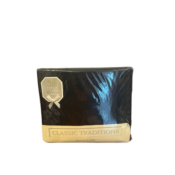 Classic Traditions Queen Fitted Black Sheet Vintage New - Picture 2 of 2